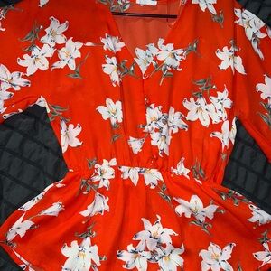 Sienna Sky Floral Blouse in Vibrant Orange